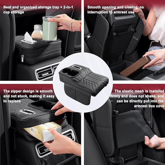 Car Armrest Cover for BMW M440i 2020 2021 2022 2023 2024 2025 2026, Center Console Cover Mat Armrest Seat Box Cover Cushion Console Pad Interior Accessories,E