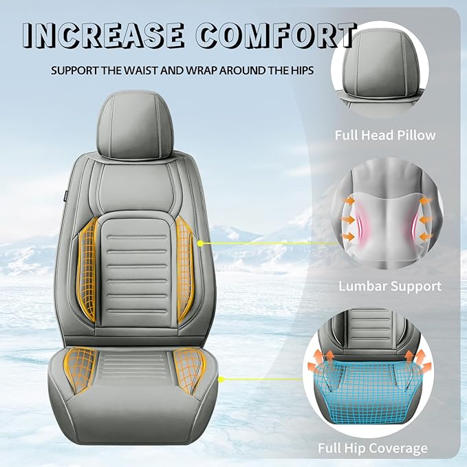 Fit HRV Premium Leather Car Seat Covers Compatible with Honda HRV 2016-2025 2026, Breathable, Wear Resistant, Airbag Compatible, All-Weather Protection & Full Coverage, 2 Front Seat Gray
