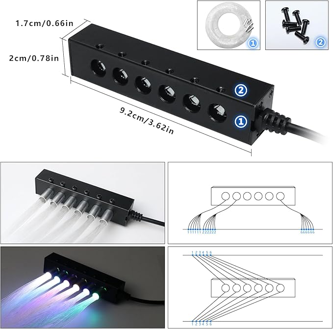 WEBUPAR 3.2W 6LEDs Meteor Starlight Headliner Kit, 240pcs 0.01in 6.56ft, RGBW Shooting Stars Fiber Optic Lights with Bluetooth APP Control for Car/Home Theater