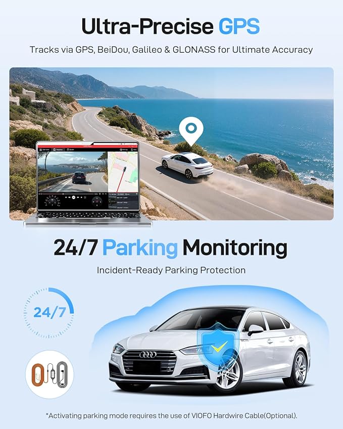 VIOFO A229 Ultra 3 Channel Dash Cam, Dual 4K + 1080P, 210° Fisheye Cabin Car Camera, Triple STARVIS 2 Sensors with Dual 4K HDR, Faster 5GHz Wi-Fi & GPS, Smart Voice Control, Super Night Vision 2.0