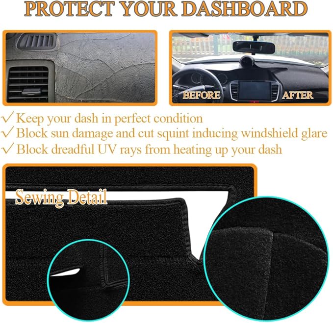 Yiz Dash Cover Mat for Ford Mustang Dashboard Pad Carpet (Black) J289