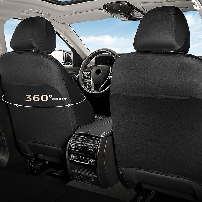 Coverado Front Seat Covers, Car Seat Covers for Cars, Waterproof Driver Seat Covers, Faux Leather Car Seat Cushion, Front Auto Seat Covers Luxury Car Seat Protector Universal Fit Most Cars, Black&Blue