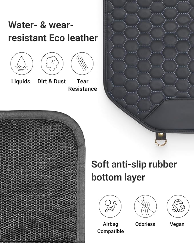 Owleys Set Seat Back Organizer & Car Seat Protector Hexy Waterproof & Non-Slip Protector for Child Car Cushion for Leather and Fabric Seats (Black Set 1)