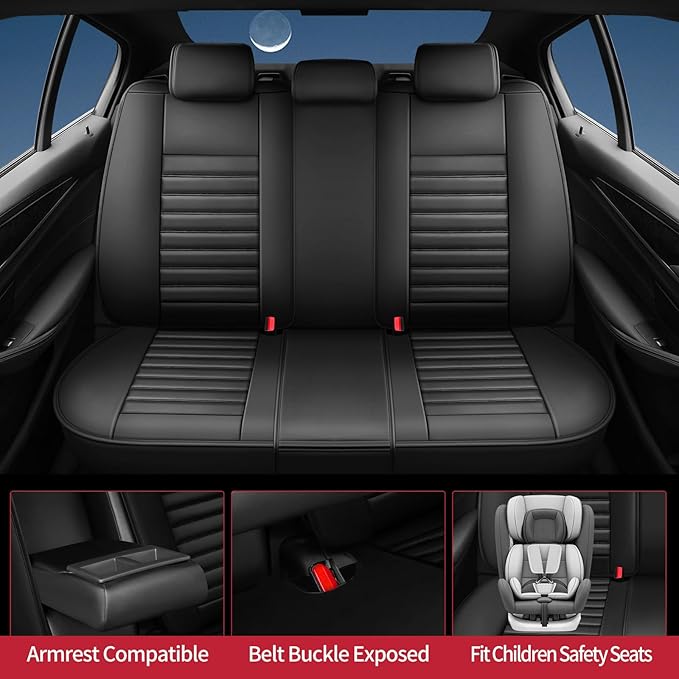 Fit Yaris Car Seat Covers for Toyota Yaris 2008-2018 2019 2020-Upgraded Premium Waterproof & Breathable Leather, Airbag Compatible, All-Weather Seat Cushion Protector (Full Set, Black)