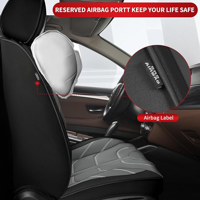 TTX LIGHTING Car Seat Covers fit for Dodge Charger 2006-2026 Full Set: Premium Leather Automotive Seat Cover with Airbag Compatible Waterproof (5 Seats, Black & Gray)