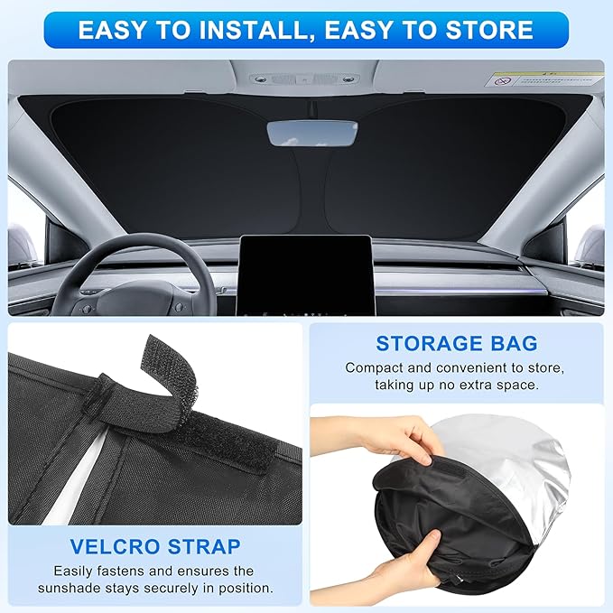 INSAUTO Custom Fit Windshield Sun Shade Accessories for Toyota Camry 2025 2026 (LE/XLE/SE/XSE/Hybrid), Foldable Front Window Sunshade, UV & Heat Reflector, Keeps Interior Cool, Includes Storage Bag