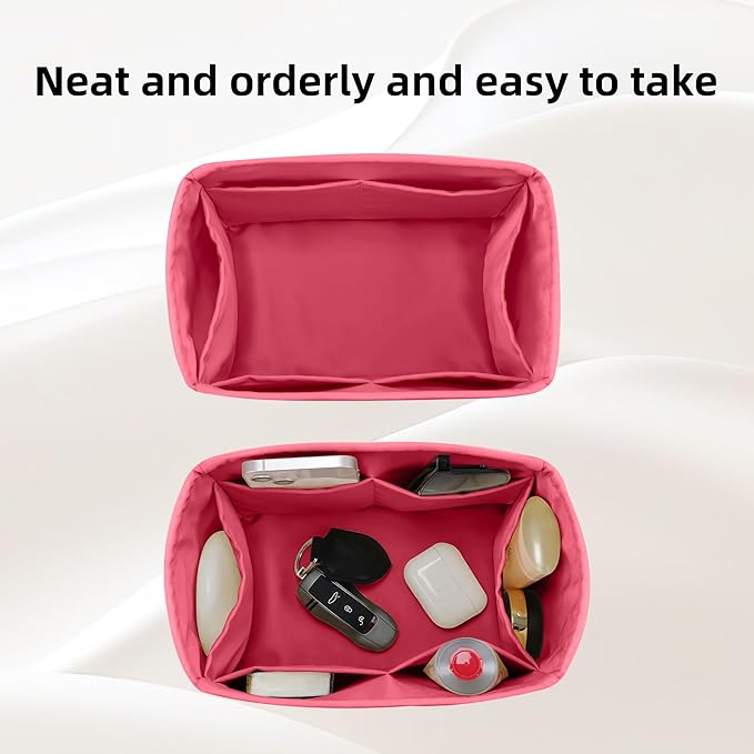 DGAZ Silk Purse Organizer Insert Fits LV Speedy 16/20/25/30/35/40/45 bags，Silky Smooth Bag Organizer，Luxury Handbag & Tote Shaper(Rose lipstick,SP45)