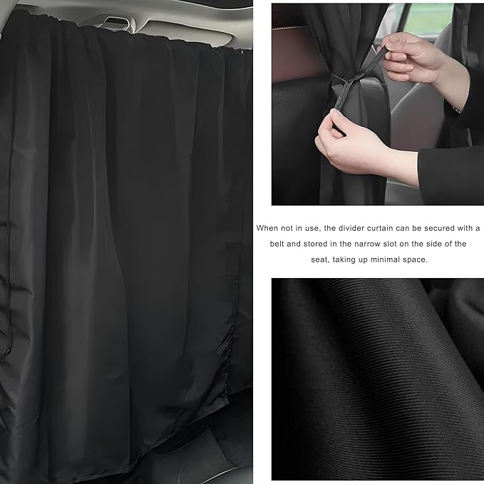 4PCS Car Privacy Curtain, Removable Auto Rear Seat & Side Window Sunshade Divider Curtain with Storage Bag, Backseat Partition Curtains Window Covers for Camping Nap Sleeping