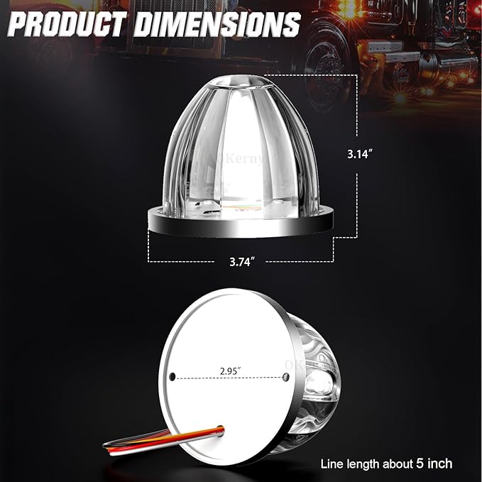 4-Pack Dual Color Watermelon Lights with Strobe & Steady Lighting, Clear Lens Amber/White LED Side Marker Turn Signal Lights for Truck Trailer RV Off-Road Vehicle