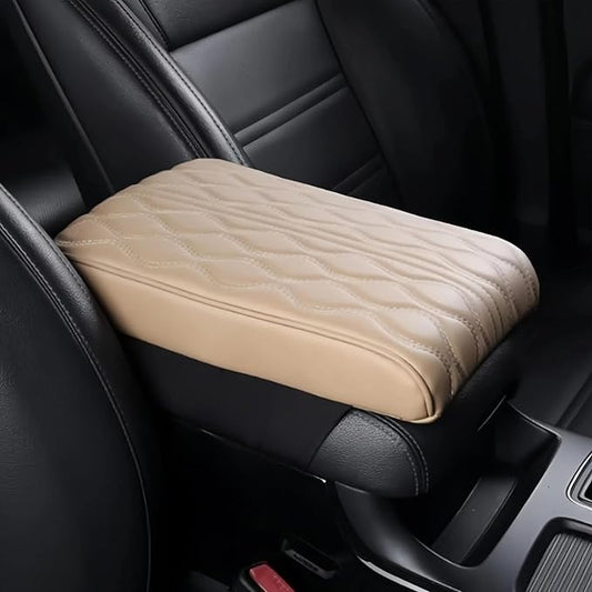 Leather Car Armrest Box Pad, 2025 Upgrade Universal Auto Arm Rest Cushion Memory Cotton Armrest Box Pad, Car Center Console Cover for Most Vehicle, Car Accessories (#4)
