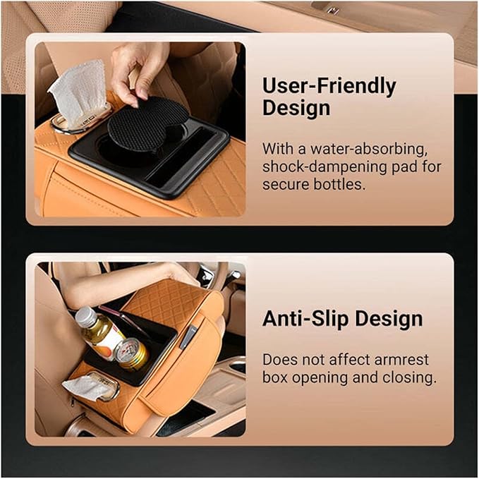 Car Armrest Box Thicken Height Pad Arm Rest Cushion Memory Cotton Elbow Universal Auto Interior Storage Tissue Organizer(Black Red)