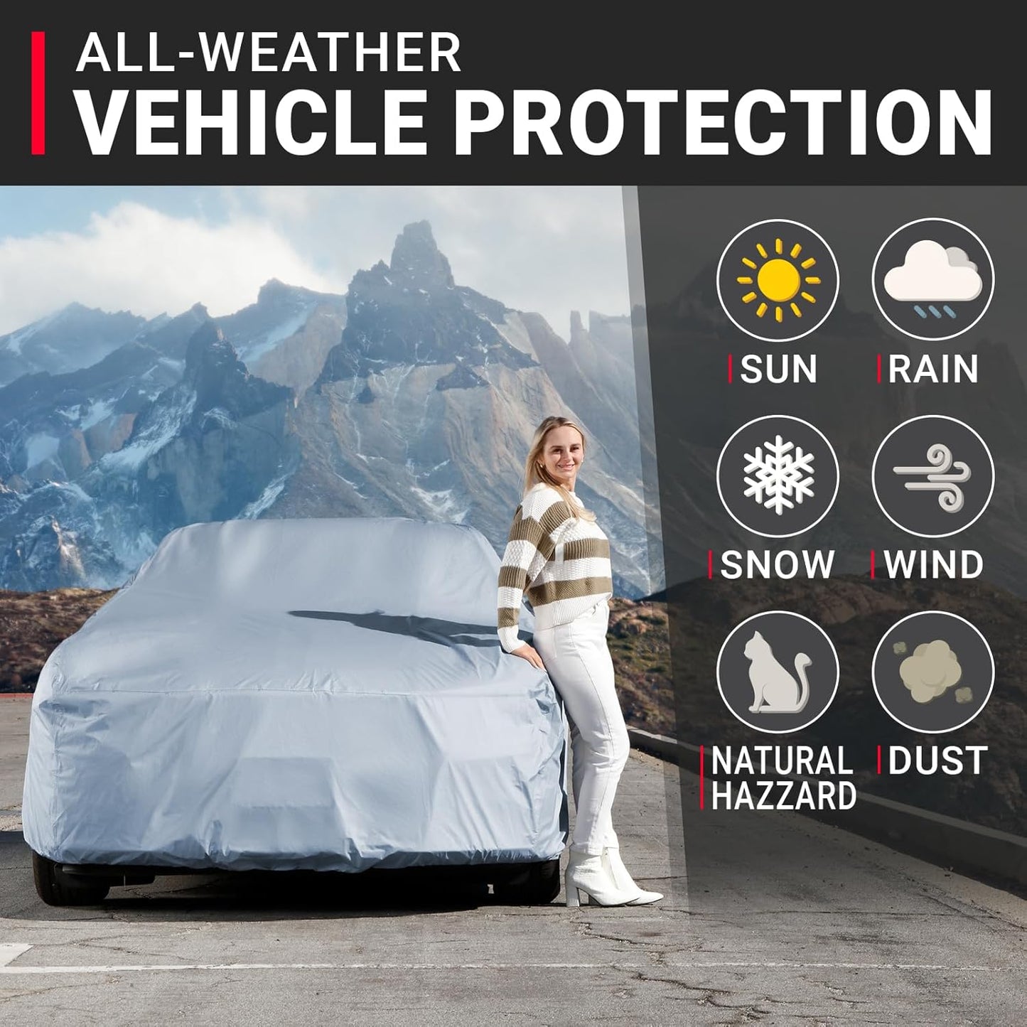 iCarCover Premium Car Cover for 1988-1994 Pontiac Sunbird 4-Door Heavy Duty Waterproof All-Weather Automobiles Custom Fit Indoor Outdoor UV Snow Protection Covers with Straps and Bag