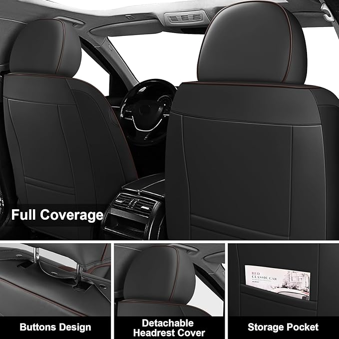Fit for 98% of Mercedes Benz Car Seat Covers, Premium Nappa Leather Seat Cover, Fully Wrapped Protect Modern Style Seat Cover (2-Seat Standard, Black & Coffee)