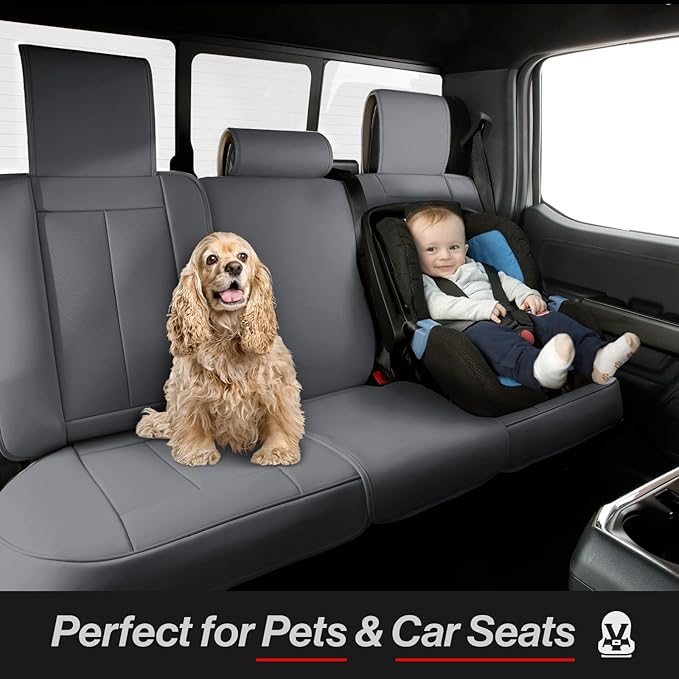 Coverland Custom Fit Car Seat Covers for SUV Compatible with [Q2, X5 M, Seltos, Arona, Ateca, Grand Vitara] Premium Waterproof Non-Slip Interior Seat Protector [Full Set Dark Gray - Size Chart X56]