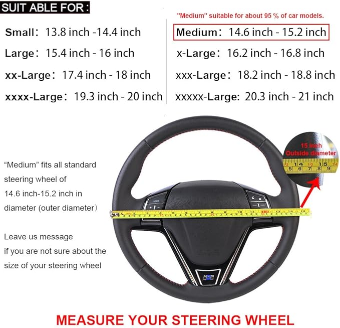 Artificial Leather Steering Wheel Cover for Man Anti-Slip Auto Steering Cover Tundra DIY 15.7 Inch fit Santana Silverado Etc Blue
