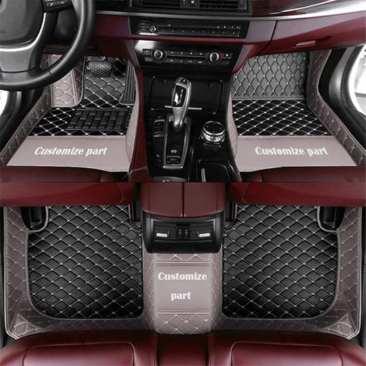 MELKEN Custom Fit Leather Car Floor Mats for 95% of Cars Full Coverage Floor Liners Car Mats (Black & Gray)
