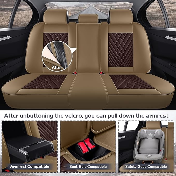 Truck Seat Covers for Ford Bronco 2021-2026, Waterproof Premium Leather Full Coverage Car Seat Cover, Muscle Sport Style Auto Interior Seat Cover Sets (Full Set/Brown Coffee)