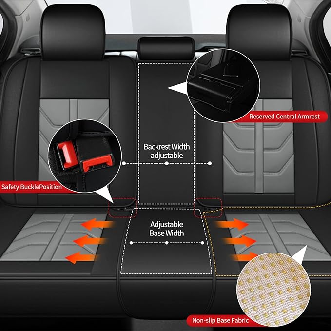 TTX LIGHTING Car Seat Covers fit for Nissan Rogue Sport 2017-2022 Full Set: Premium Leather Automotive Seat Cover with Airbag Compatible Waterproof (5 Seats, Black & Gray)
