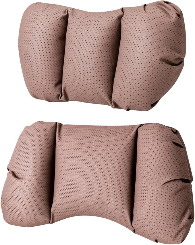 Car Neck Pillow & Lumbar Support for Porsche Panamera 971 Sport Turismo 2017-2020 Ergonomic Breathable Mesh Auto Seat Back Cushion Headrest,Brown-Neck & Lumbar Set
