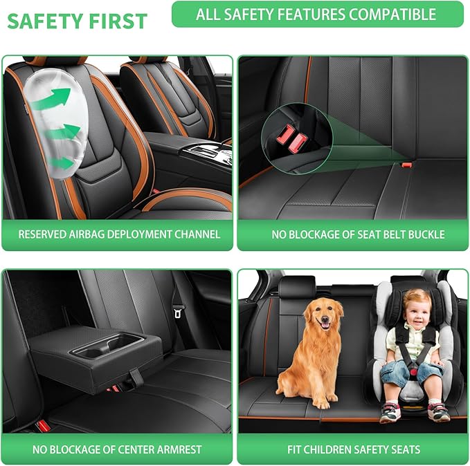 Fit Venza Car Seat Covers for Toyota Venza 2009-2024 2025 2026 -Upgraded Premium Waterproof & Breathable Leather,Airbag Compatible,All-Weather Seat Cushion Protector,2 Front/Black-Brown