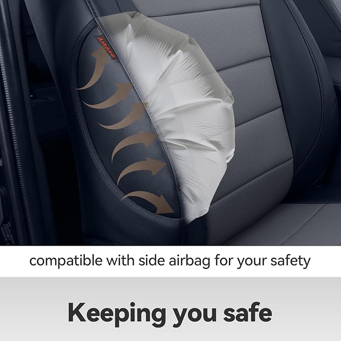 coverdream RAV4 Seat Covers Custom Fit for 2019-2024 2025 Toyota RAV4 LE,XLE,XLE Premium,Limited SUV Seat Cushion,Luxury Waterproof Leather Car Seat Protector(Full Set,Black/Gray)