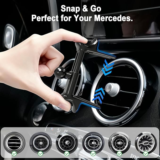 MagSafe Car Mount for Mercedes-Benz, Round Air Vent Holder with Strong Magnet, Compatible with Mercedes Benz GLC, C-Class, E-Class, A/B-Class, GLC/GLB/GLA/Sprinter, Mercedes Benz Accessories