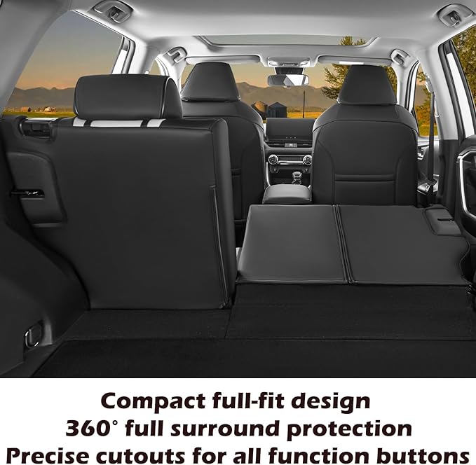 HKZ Fit RAV4 Car Seat Covers Set for Toyota RAV4 2021-2024 Prime SE,XSE & 2019 2020 2021 2022 2023 2024 2025 Hybrid/PHEV SE,XSE - 5 Seats Full Set Leather(Black/Gray)