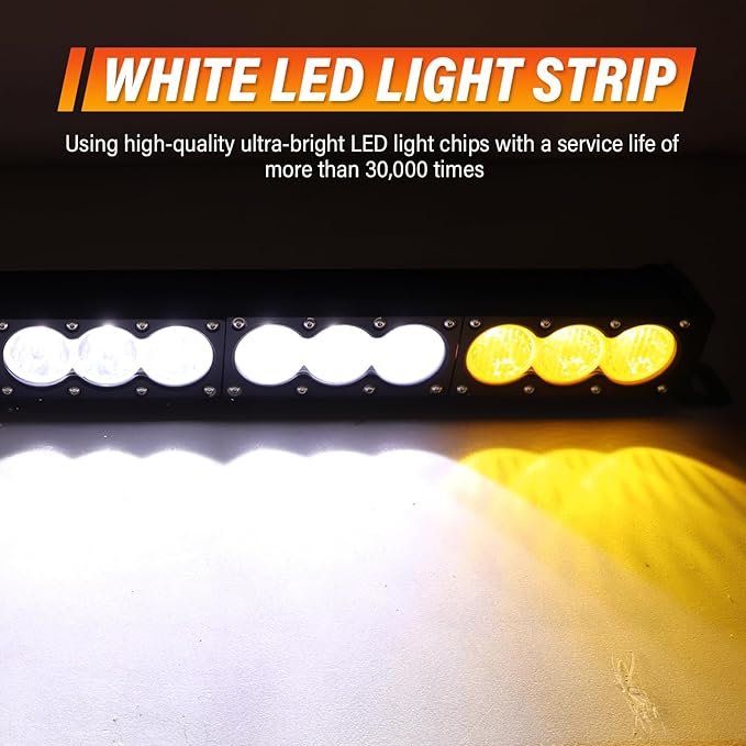 AUXTINGS 22 inch Single Row Dual Color LED Light Bar 120W Off Road Light Bar White Amber Combo LED Work Light Truck UTV 4x4 Cars SUVs ATVs Boats Fog Driving Light with Wiring Harness kit