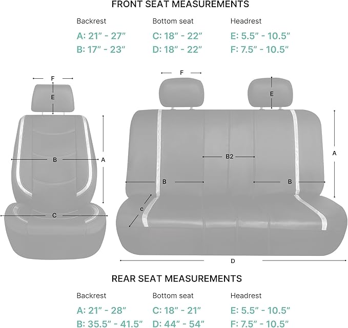 FH Group Full Set Faux Leather Car Seat Covers - Universal Fit, Low Back Front Seat Covers, Airbag Compatible, Split Bench Rear Seat Cover for SUV, Sedan, Blue