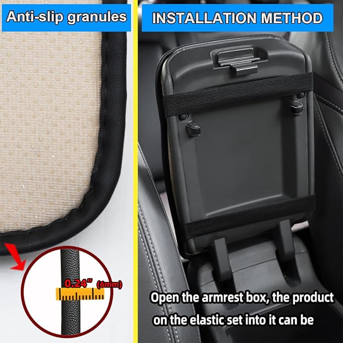Bling Leather Car Center Console Cover, Car Center Console Protector With Glossy Crystal Rhinestone, Universal Waterproof Car Armrest Seat Box Cover For Most Car, Vehicles, SUVs, Trucks (Black)