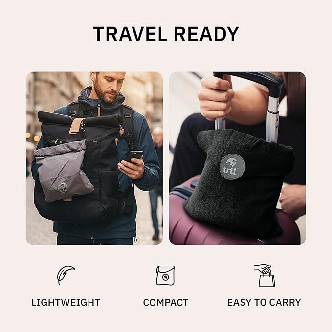 trtl Pillow - Scientifically Proven, Super Soft Neck Support Travel Pillow for Airplanes - Lightweight and Machine Washable - Ergonomic Design for Traveling on Flights, Cars, and Trains - Red