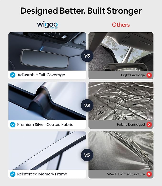 Wigoo Windshield Sunshade for Nissan Sentra 2020-2026 [100% Sun Block, 4th-Gen Cooling Tech] Foldable Heat Insulation Front Window Sunshade with Storage Bag, Compatible with Nissan Sentra
