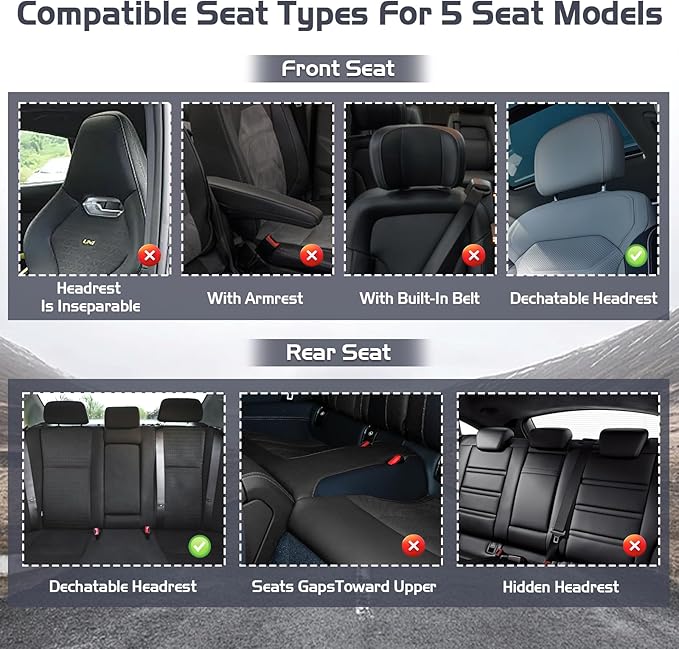 Truck Seat Covers for Ford F150 2009-2026, Waterproof Premium Leather Full Coverage Car Seat Cover, Muscle Sport Style Auto Interior Seat Cover Sets (Full Set/Gray Black)