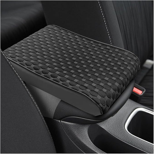 Cool Car Center Console Cushion Pad, Comfortable Ice Silk Car Armrest Cover, Breathable Vehicle Armrest Seat Box Pad Memory Foam, Auto Interior Protection Accessories, Universal for Summer (Black)