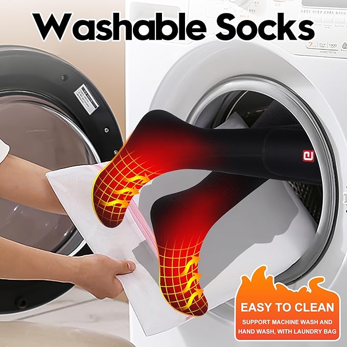 Autocastle Heated Socks for Men Women - Rechargeable Battery Electric Socks for Chronically Cold Feet - Winter Warm Thermal Washable Unisex Foot Warmer for Hunting Skiing Cycling