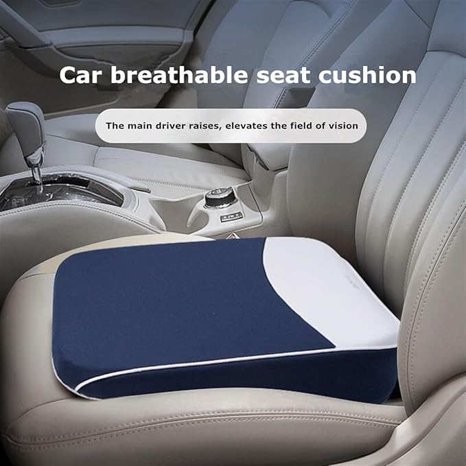 Memory Foam Car Seat Cushion for Driving, Driver Seat Cushion for Tailbone Pain Relief, Car Lumbar Support Booster Seat for Short Drivers, Car Seat Pad(Blue)