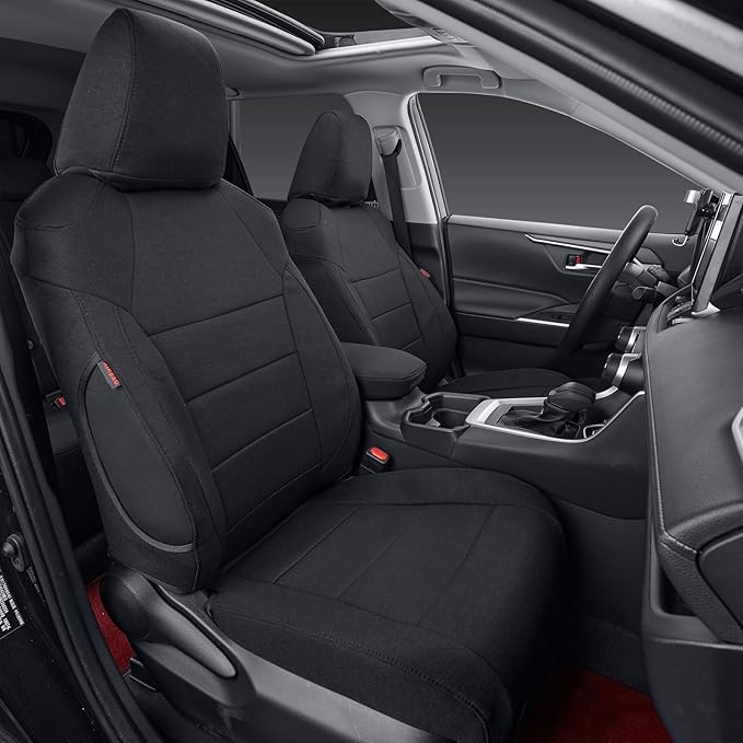 coverdream 2026 Rav4 Seat Covers Custom Fit for 2026 Toyota Rav4 Hybrid (LE,XLE Premium) SUV,Full Set Polyester Car Seat Protector Black