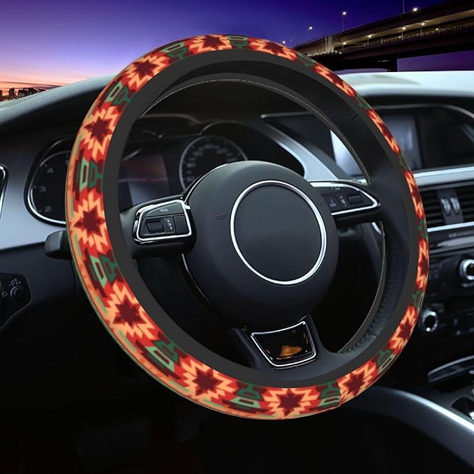 Stripes Cute Steering Wheel Cover Non-Slip Breathable Sweat-Absorbent Suitable for SUV Van Truck Car Universal Protection Accessories 15 Inch Suitable for Women Men