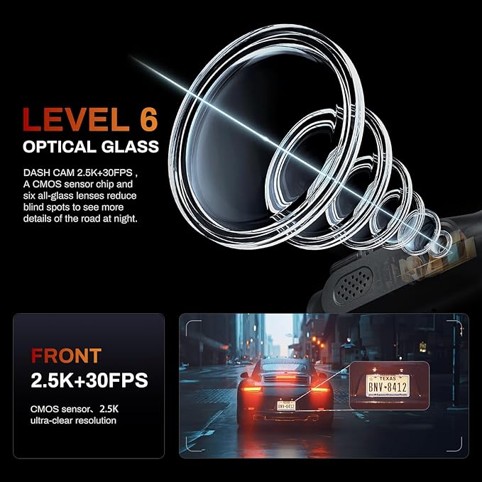 2K Dash Cam Front 2K Full HD Dash Camera for Cars, 5G Wi-Fi & App Control car Camera with Night Vision, 170°Wide Angle, WDR, 24H Parking Mode, Free 32GB Card Included
