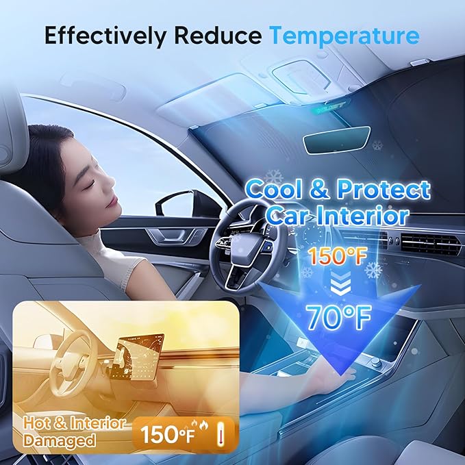 KUST Windshield Sun Shade for BMW X3 2025 2026 Custom Fit Sunshade Foldable Sun Visor Protector Interior Accessories Blocks UV Rays