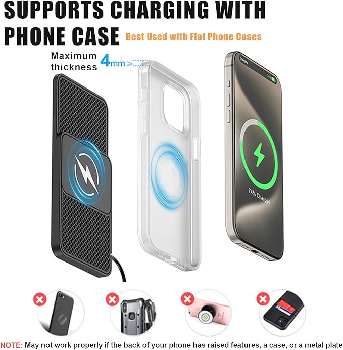 Wireless Car Phone Charger for Land Rover Range Rover Velar Range Rover P400, Type C/USB 20W Fast Charging Pad, Non-Slip Charging Station for Travel Home Office Desk, Lightweight, USB