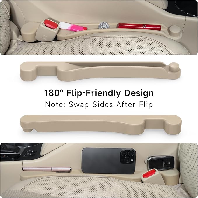 Givifive Car Seat Gap Filler Set of 2, Soft Foam Multifunctional Seat Side Gap Filler with Organizer & Hook Function, 3in1 Gap Stopper Universal Fit Car SUV Truck Fill The Gap Between Seat & Console