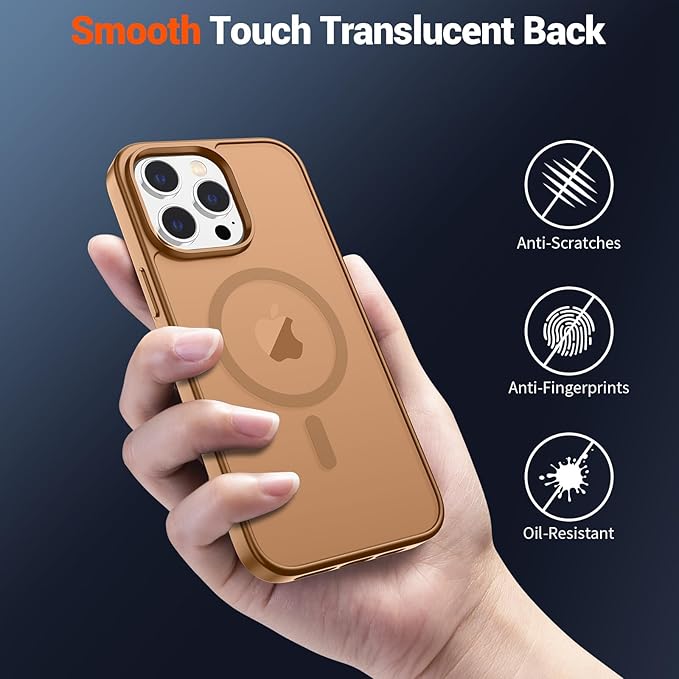 SUPFINE Magnetic for iPhone 13 Pro Max Case (Compatible with MagSafe) (Military Grade Drop Protection) Slim Translucent Matte Shockproof with Anti-Fingerprint Phone Case,Brown