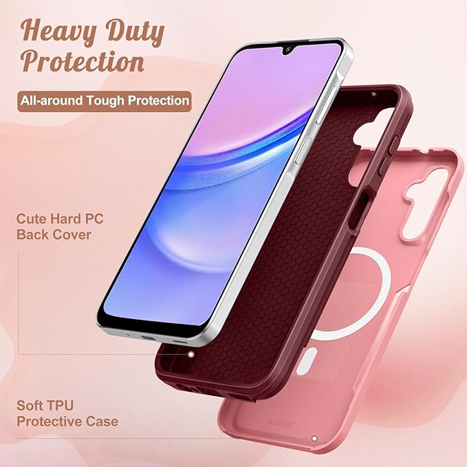 for Samsung Galaxy A14 5G Phone Case - Compatible with MagSafe Women Girls Cute Magnetic Protective Cover Girly Unique Fashion Heavy Duty Shockproof Design for Samsung Galaxy A14 5G Cases