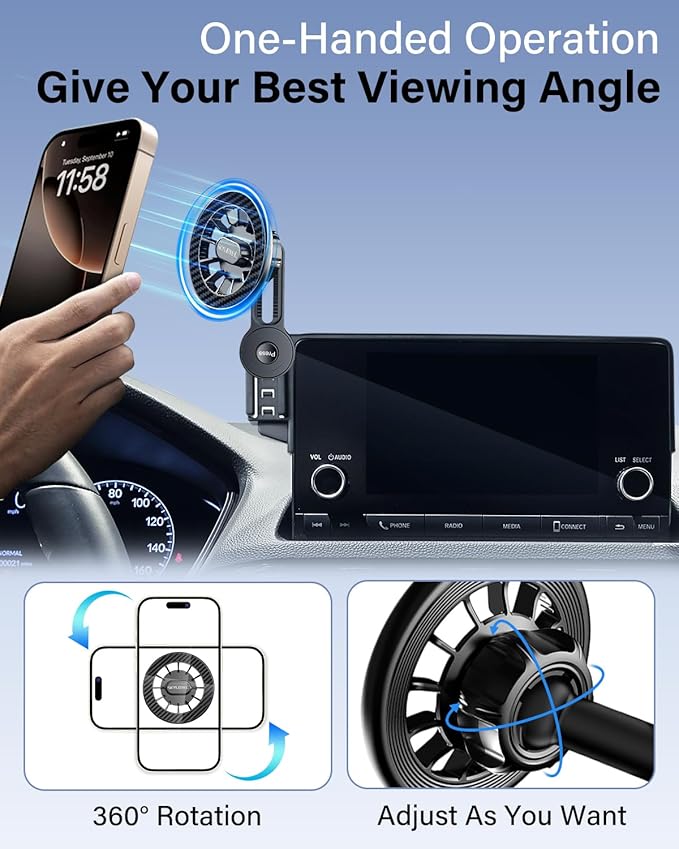 Magnets Phone Mount for 2022-2025 Chevrolet Chevy Silverado1500/GMC Sierra 1500 2500HD 3500HD Accessories 13.4-Inch Screen, Cell Phone Base Automobile Cradles Magnetic Phone Holder for MagSafe