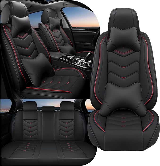 Car Seat Covers Fit for Infiniti g37 2000-2026, Stylish Sport Seat Covers, Waterproof Wear-Resistant Premium Nappa Leather Car Seat Cover.(Full Set with Pillow/Black)