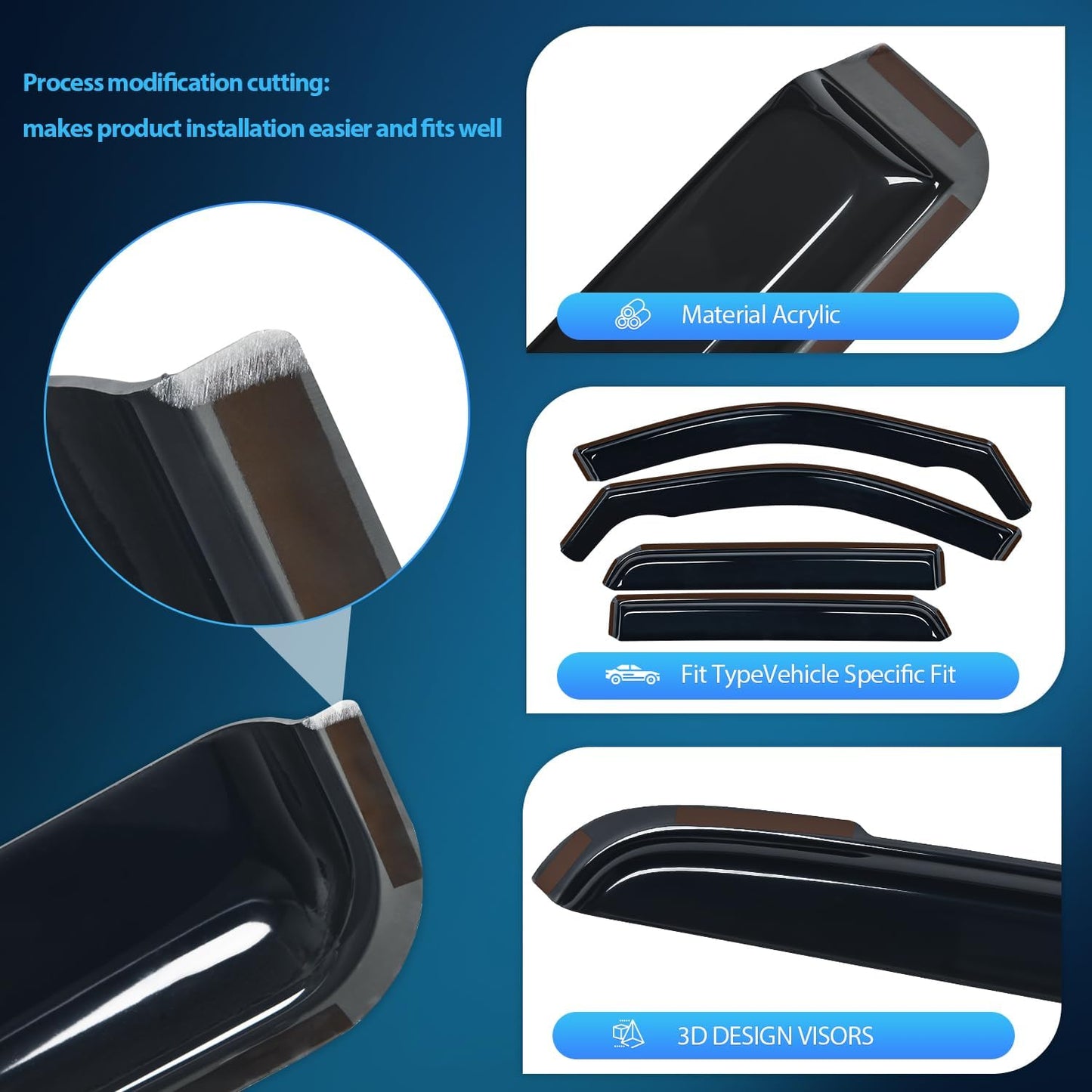 Nilight Window Visor Compatible with Dodge Durango 2011 2012 2013 2014 2015 2016 2017 2018 2019 2020 2021 2022 2023 2024 in Channel Window Deflectors, Rain Guards Acrylic-4pcs