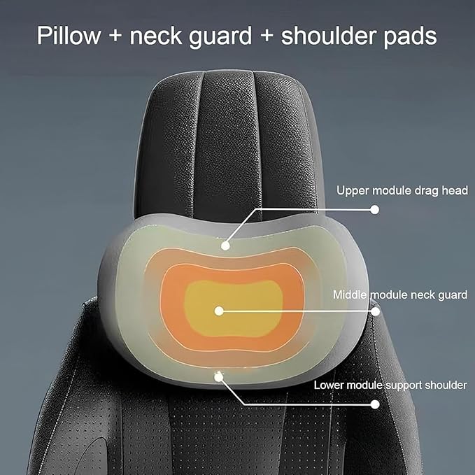 Headrest Lumbar Pillows Car Seat for Ford F150 2011-2025, Ergonomic Neck Back Support Cushion, Comfortable Breathable Washable Cover, Memory Foam, Blue