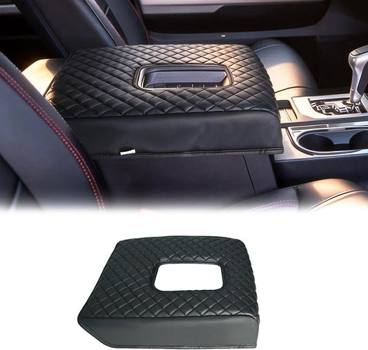 Center Console Armrest Cover for 2014-2021 Toyota Tundra, PU Leather Middle Console Lid Protector Arm Rest Cushion Anti-Scratch Thick Pad, Black