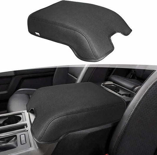 Center Console Armrest Cover for 2015-2020 F150 Accessories, F250 F350 F450 2017-2022, Expedition 2018-2024, Vinyl Leather Middle Console Cover Armrest Protector, Anti-Scratch, Black